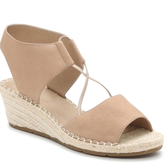 Eileen Fisher Agnes Espadrille Wedge Sandals Beige Leather Open Toe 9.5 - Picture 16 of 16